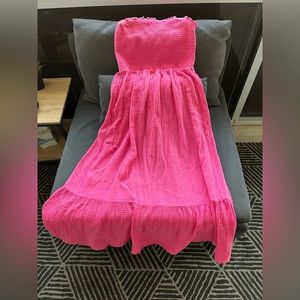 Anthropologie pink maxi dress L